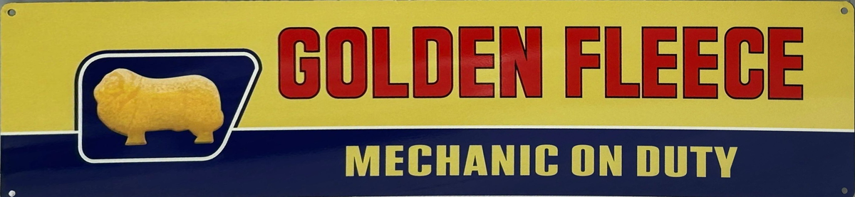 Golden Fleece Mechanic ON Duty Retro Metal Sign - 800 x 200mm