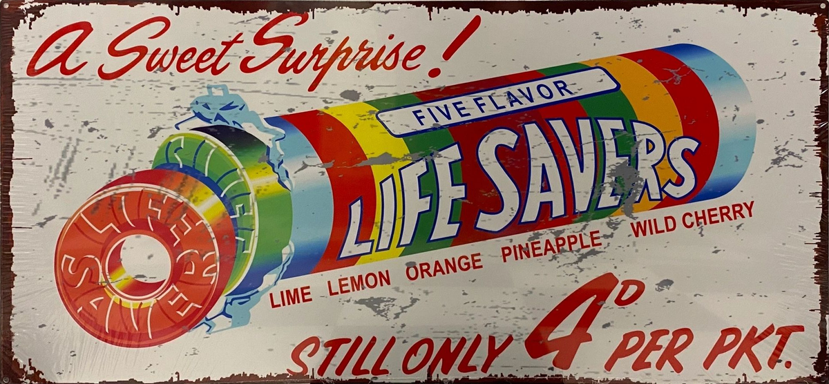 Life Savers Retro Metal Sign - 810 x 380mm