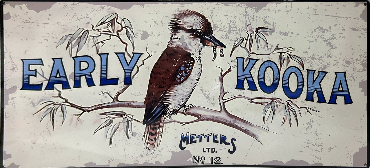 Metters Early Kooka Retro Metal Sign - 600 x 300mm