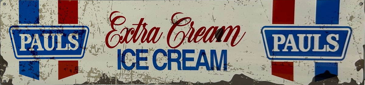 Paul's Ice Cream Retro Metal Sign - 800 x 200mm