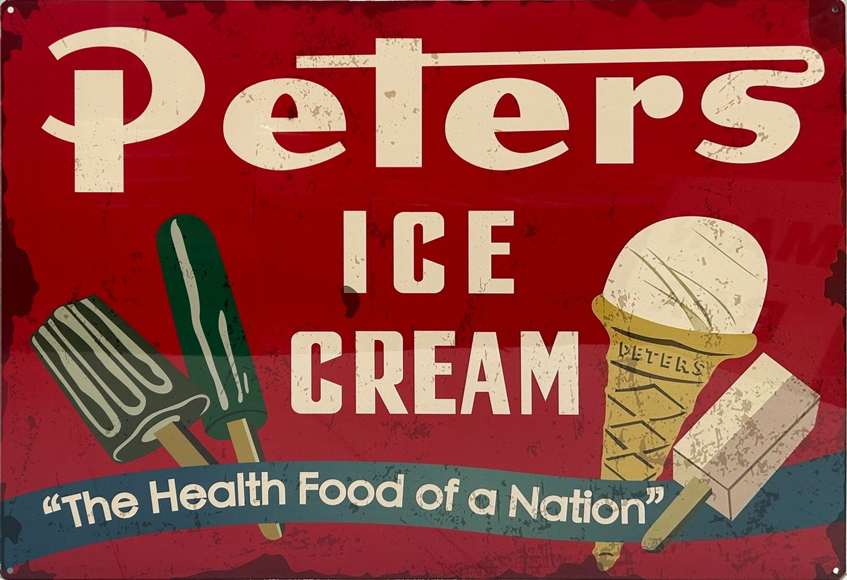 Peters Ice Cream Bugundy Retro Metal Sign - 600 x 400mm
