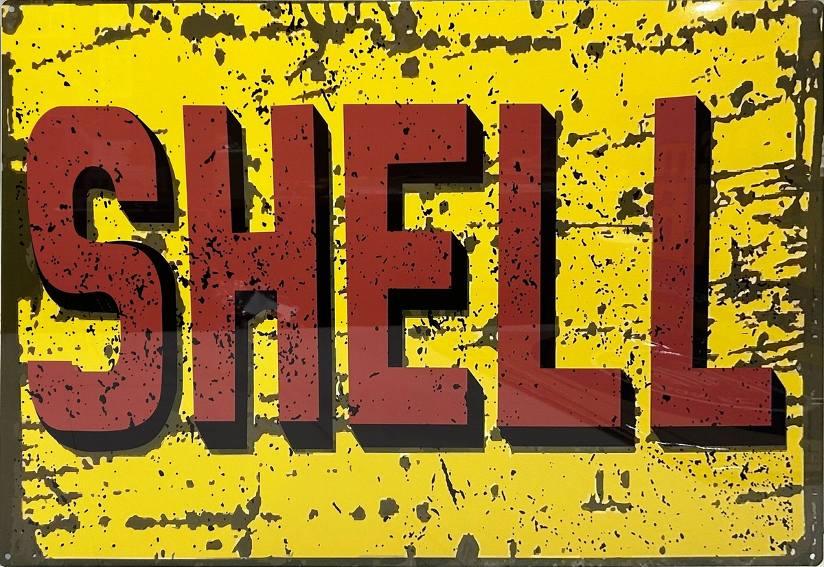 Shell Distressed Retro Metal Sign - 810 x 555mm