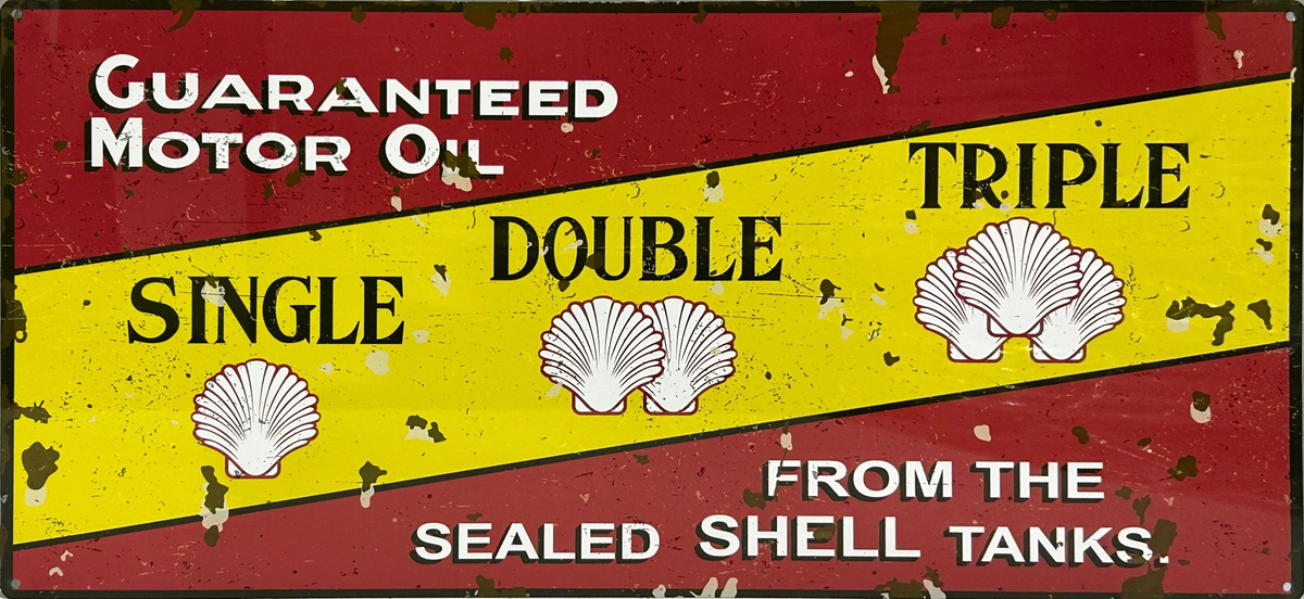 Shell Triple Retro Metal Sign - 810 x 380mm