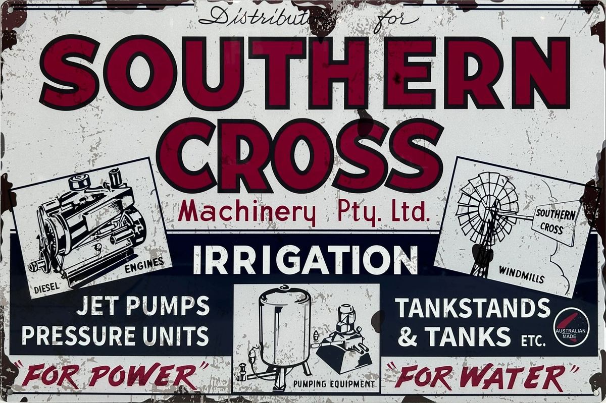 Southern Cross Windmills & Pumps Retro Metal Sign - 600 x 400mm