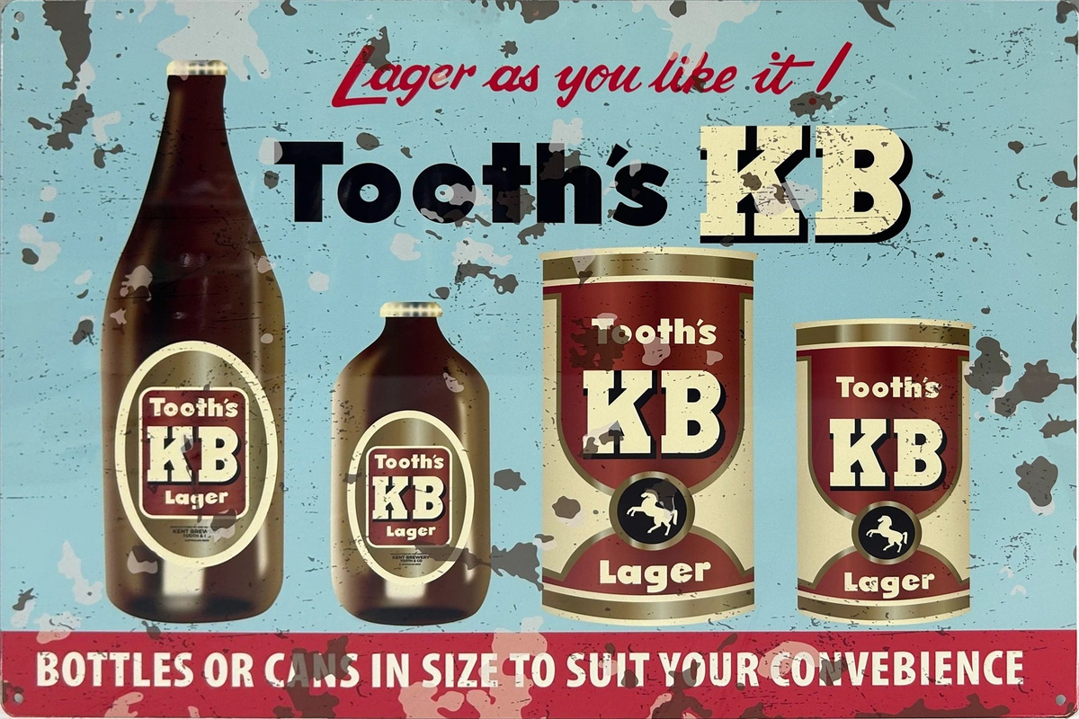 Tooth KB Lager Retro Metal Sign - 600 x 400mm