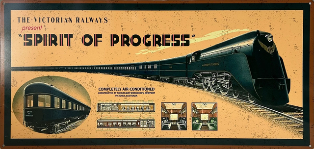 Victorian Railways Spirit OF Progress Retro Metal Sign - 810 x 380mm
