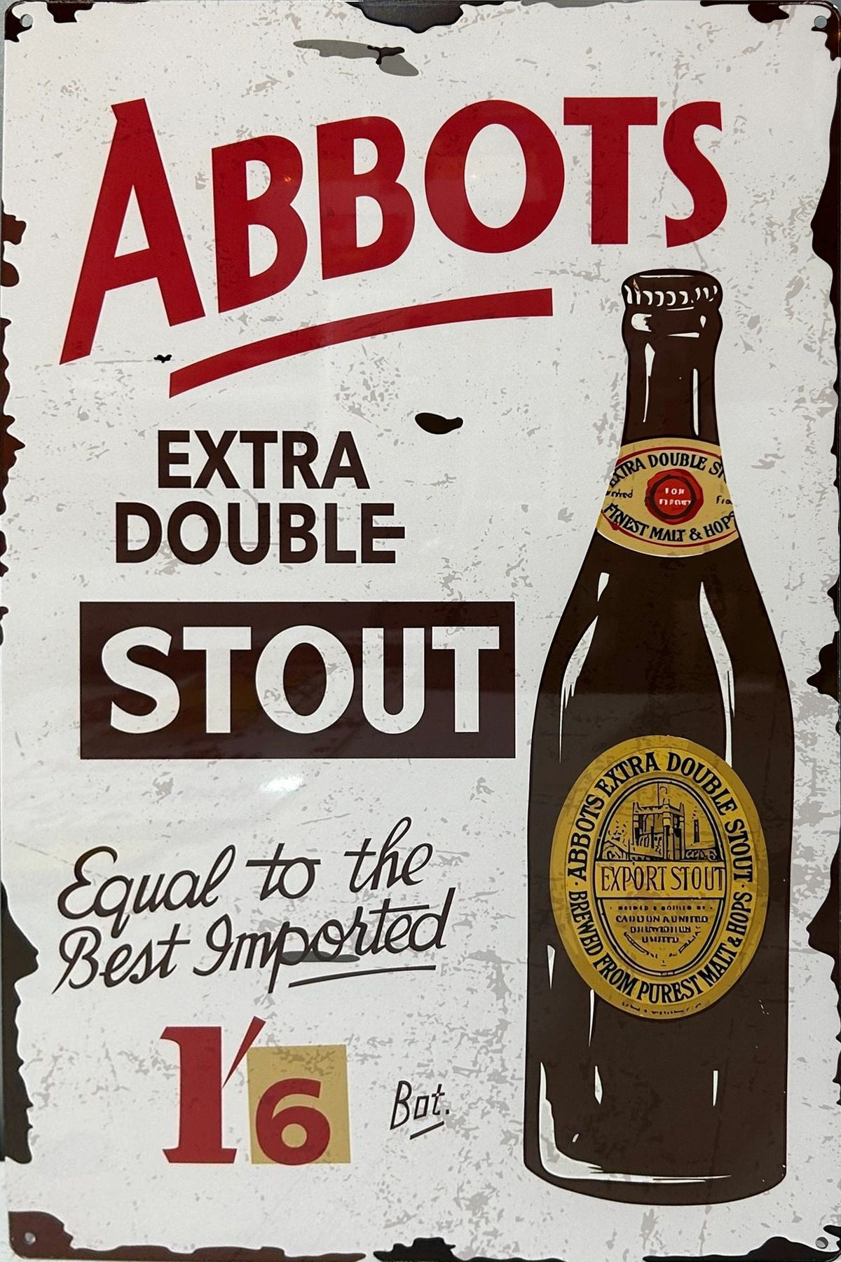 Abbots Stout Retro Metal Sign - 400 x 600mm