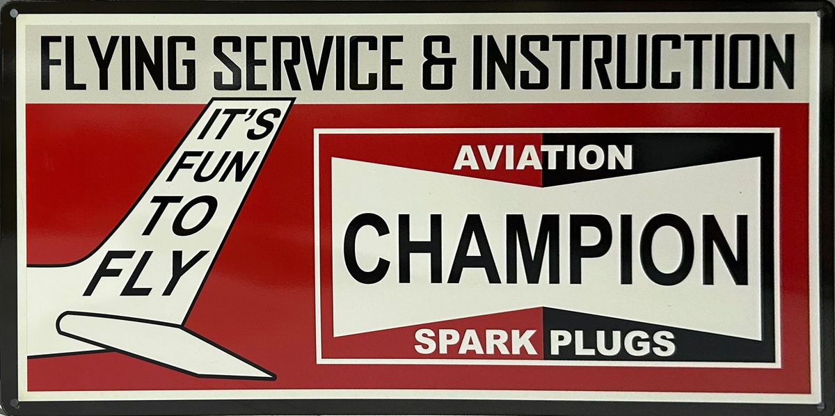 Champion Aviation Spark Plugs Retro Metal Sign - 600 x 300mm