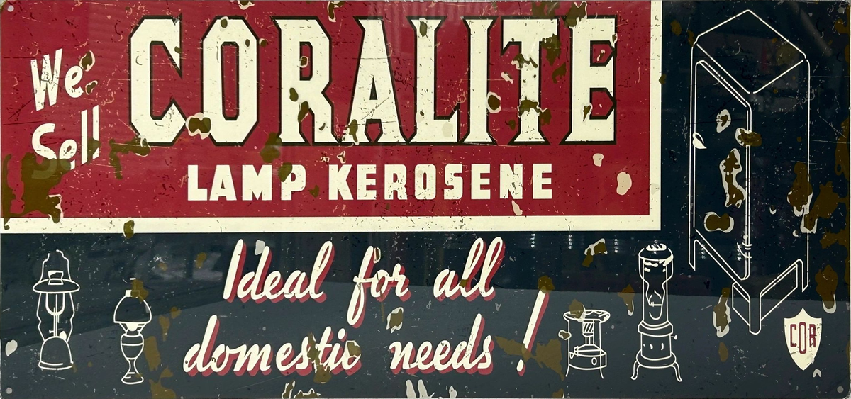 Coralite Kerosene Retro Metal Sign - 810 x 380mm