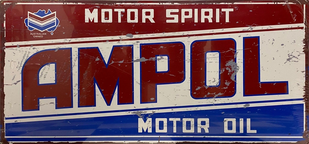 Ampol Retro Metal Sign - 810 x 380mm