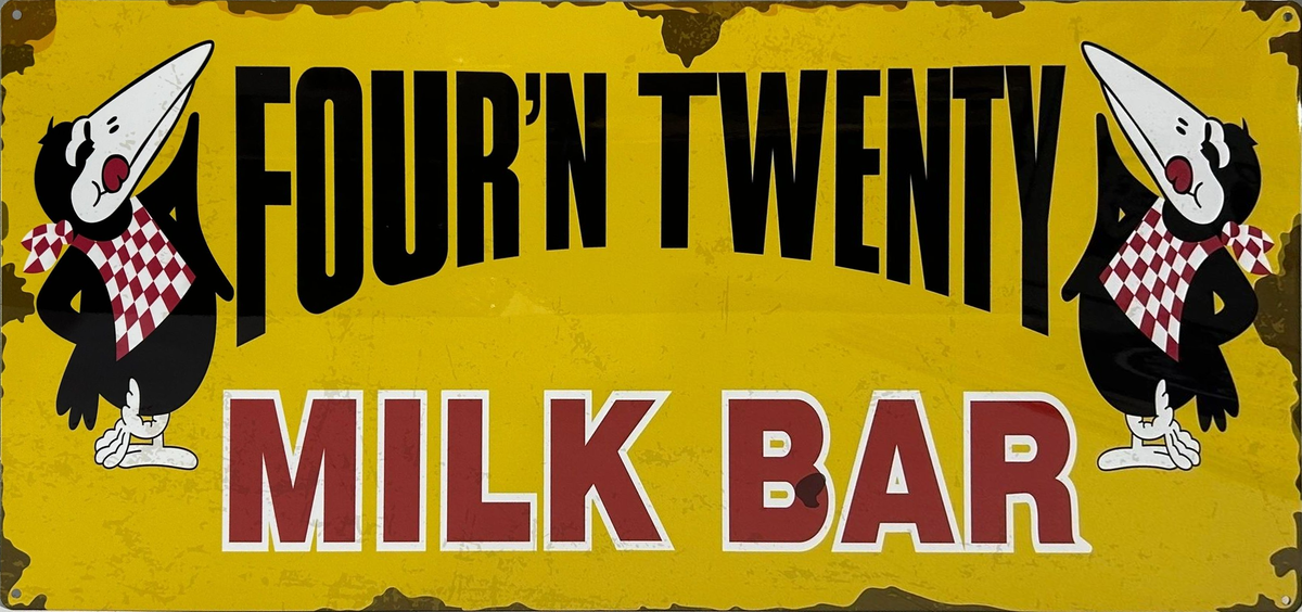 Four N Twenty Milk Bar Horizontal Retro Metal Sign - 810 x 380mm