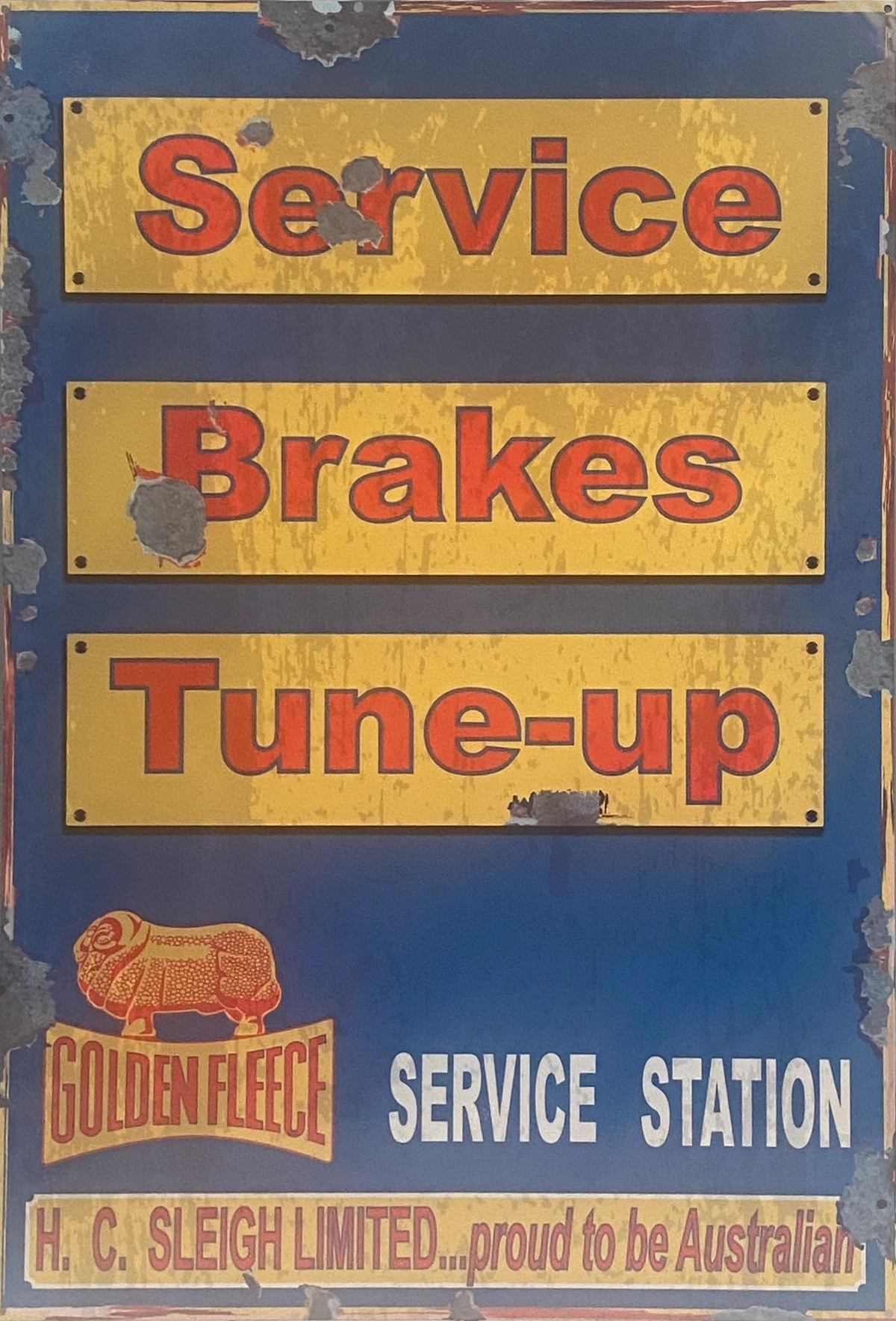 Golden Fleece Drive Way Retro Metal Sign - 555 x 810mm