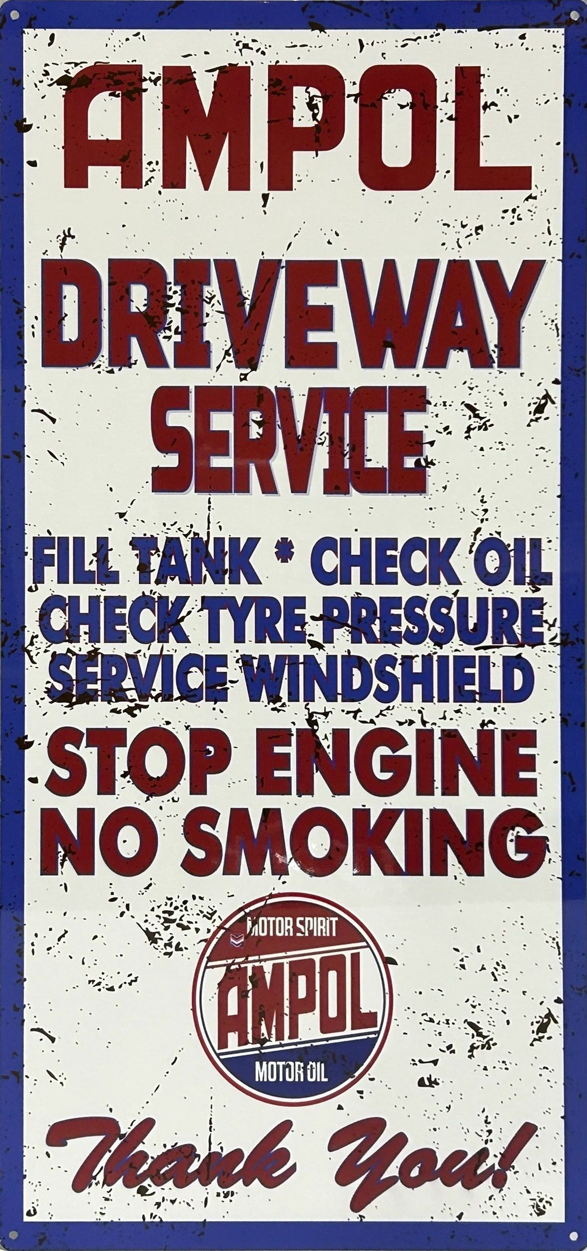 Ampol Driveway Service Retro Metal Sign - 380 x 810mm