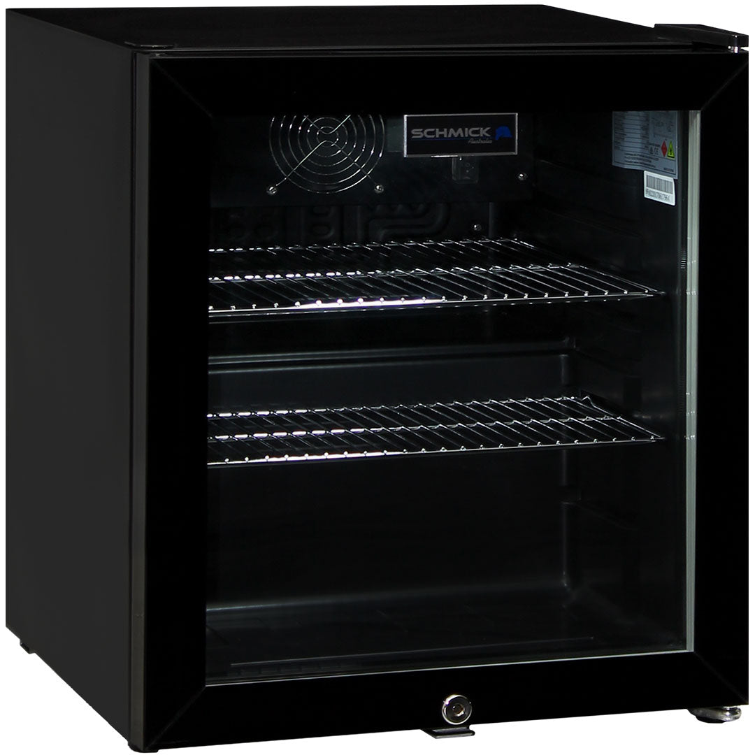 50 Litre – Glass Door Mini Bar Fridge with Lock – 38 Can Capacity - Schmick HUS-SC50AB