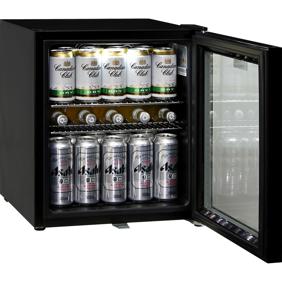 50 Litre – Glass Door Mini Bar Fridge with Lock – 38 Can Capacity - Schmick HUS-SC50AB