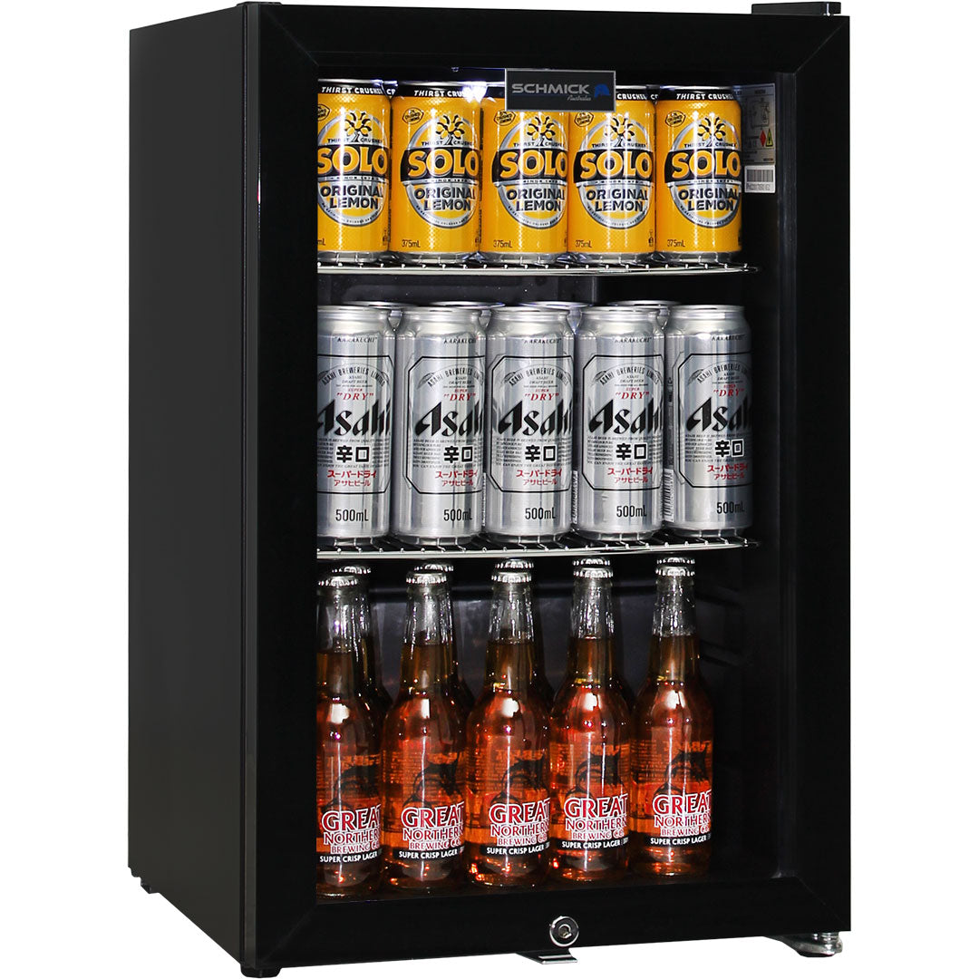 70 Litre Black Glass Door Bar Fridge - Schmick HUS-SC70-B - Add Your Logo