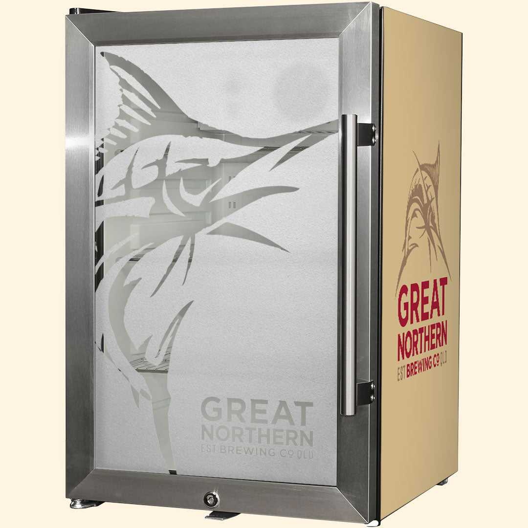 70 Litre Great Northern Gold Bar Fridge - Stainless Steel - Glass Door | EC68L-SSH-GOLD