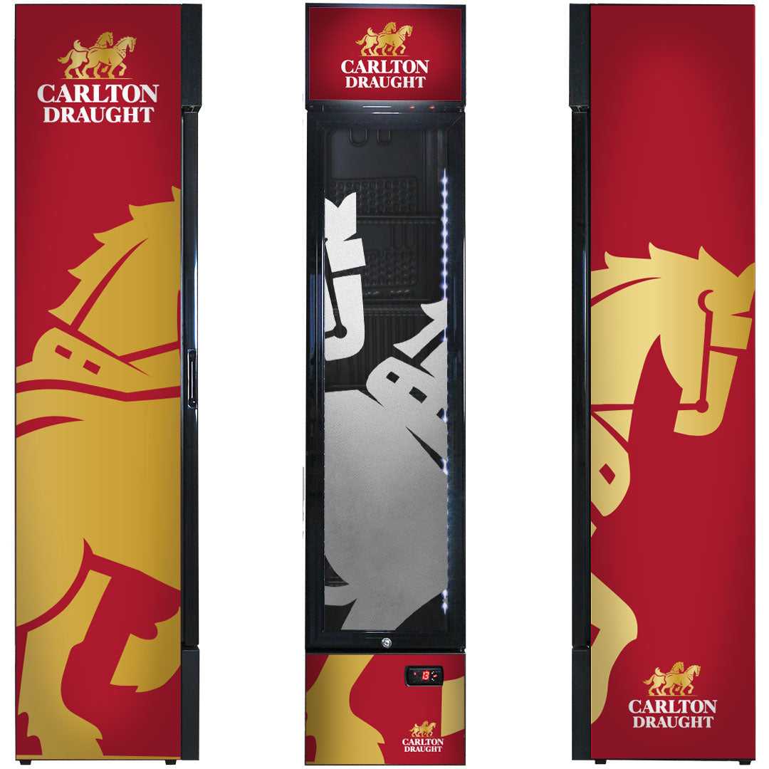 Carlton Draught Branded Skinny Upright Bar Fridge - Model SS-P160-DRAUGHT-v3
