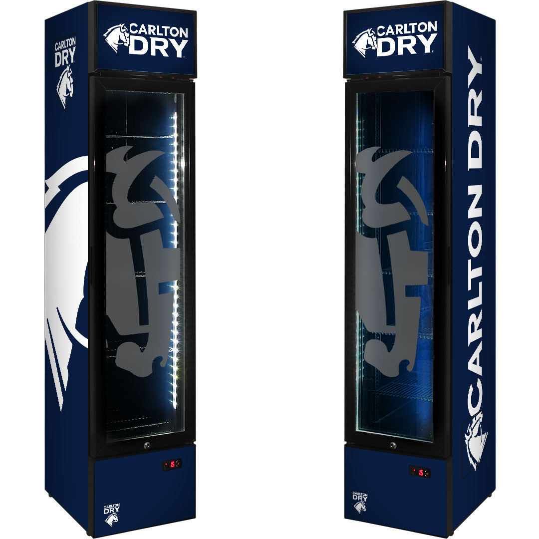 Carlton Dry Branded Skinny Upright Bar Fridge - SS-P160-DRY