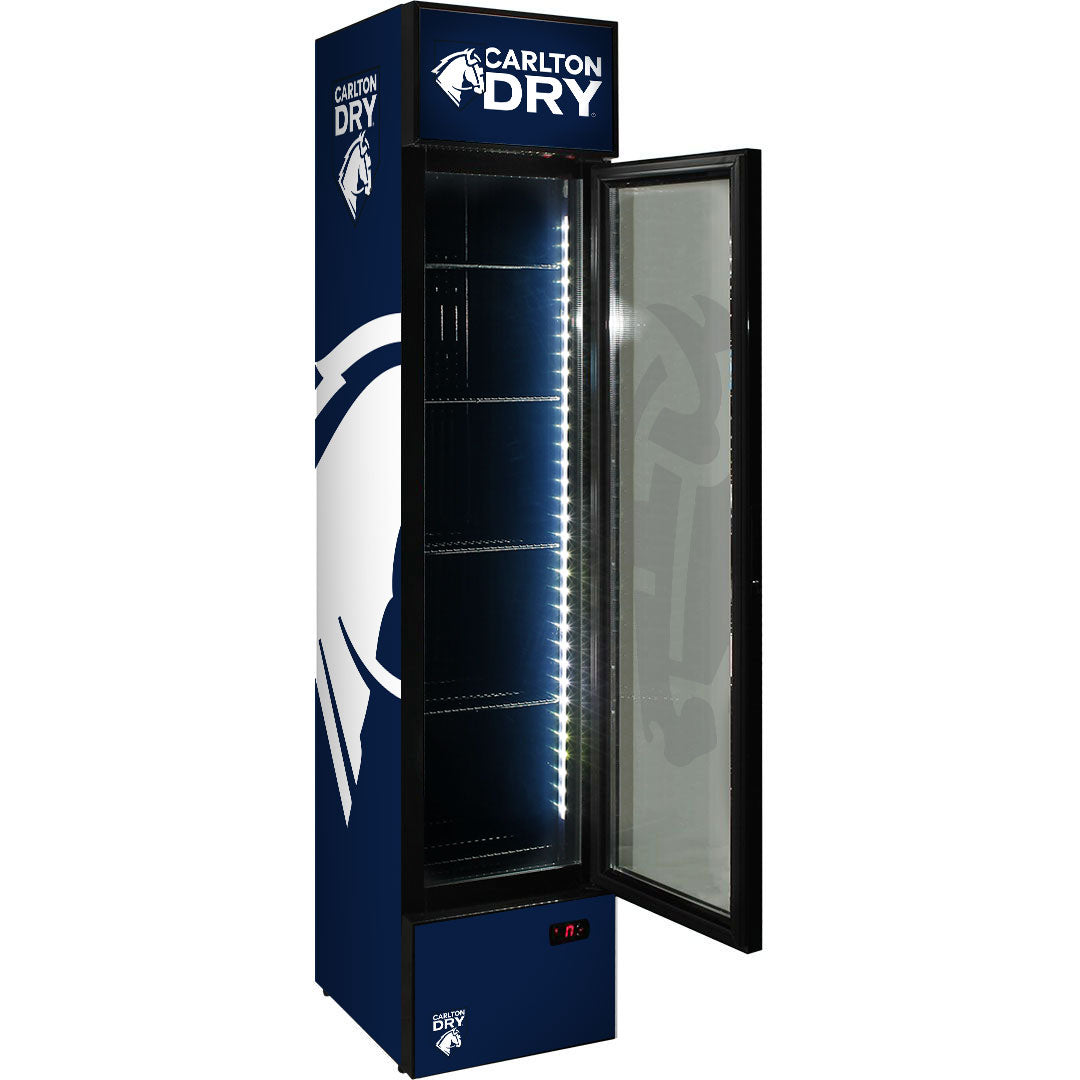 Carlton Dry Branded Skinny Upright Bar Fridge - SS-P160-DRY