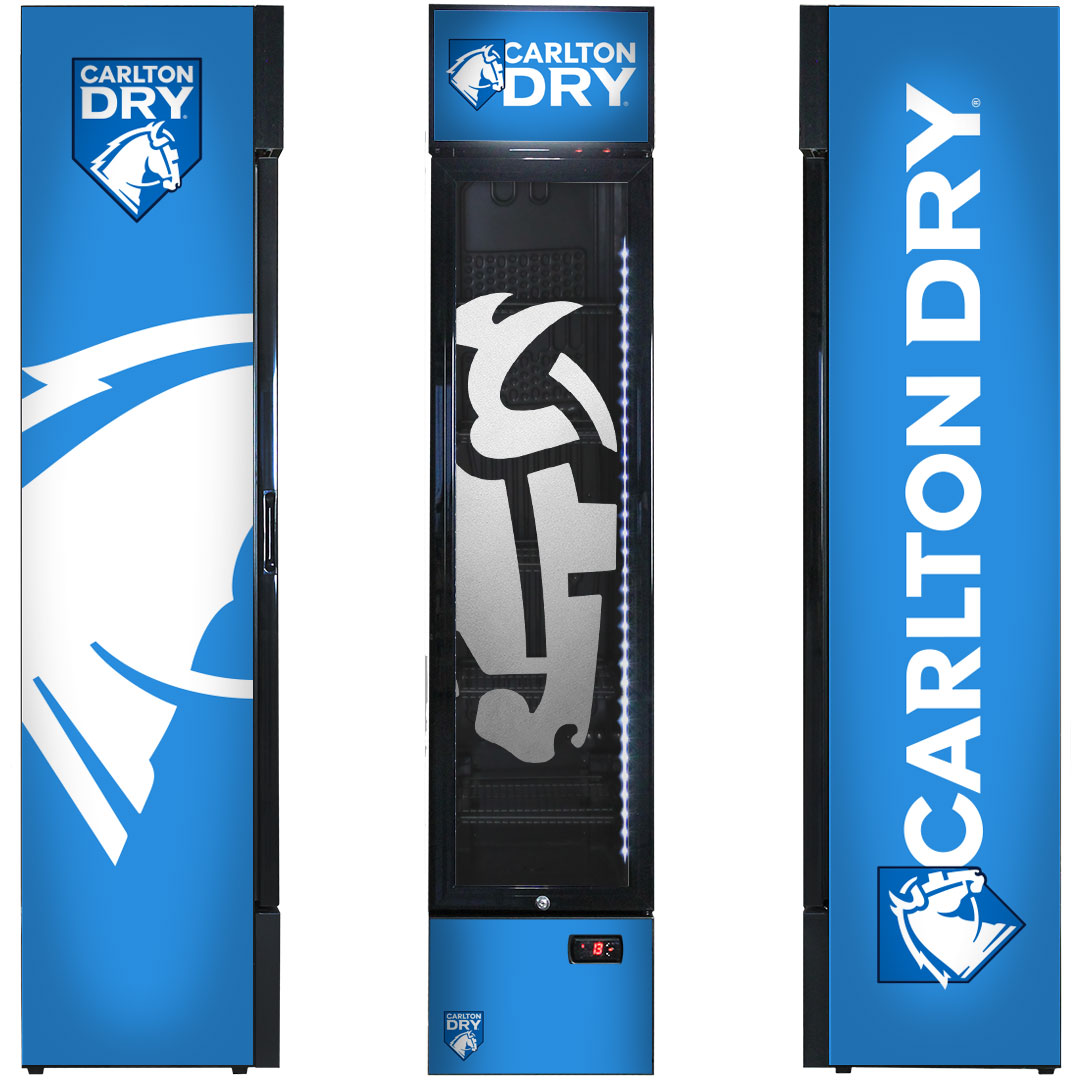 Carlton Dry Mid Blue Skinny Upright Bar Fridge - 160 Litres - SS-P160-DRY-MID
