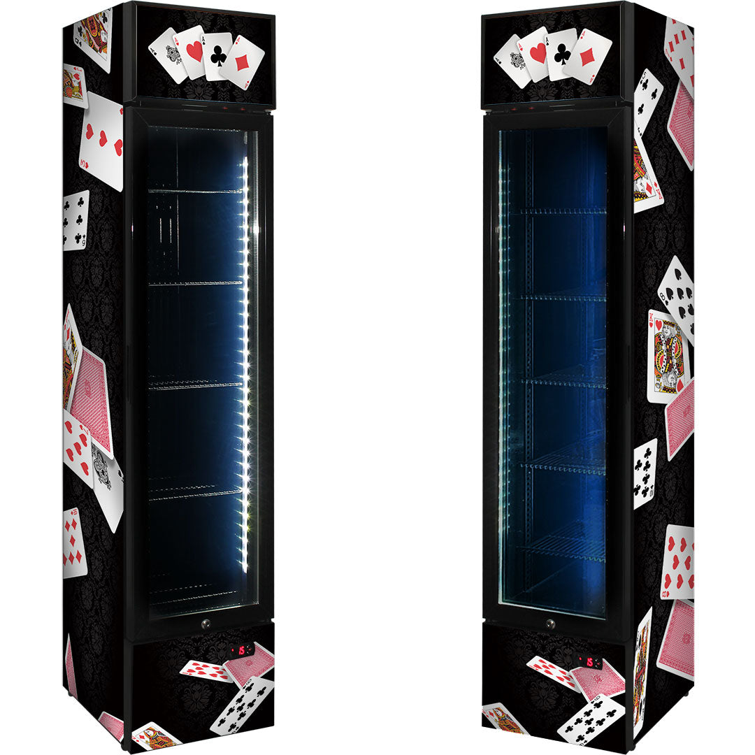 Branded Skinny Upright Bar Fridge With Playing Card Design - SS-P160FA-PC