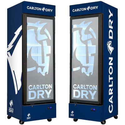 Carlton Dry Upright Glass Door Bar Fridge – 370L