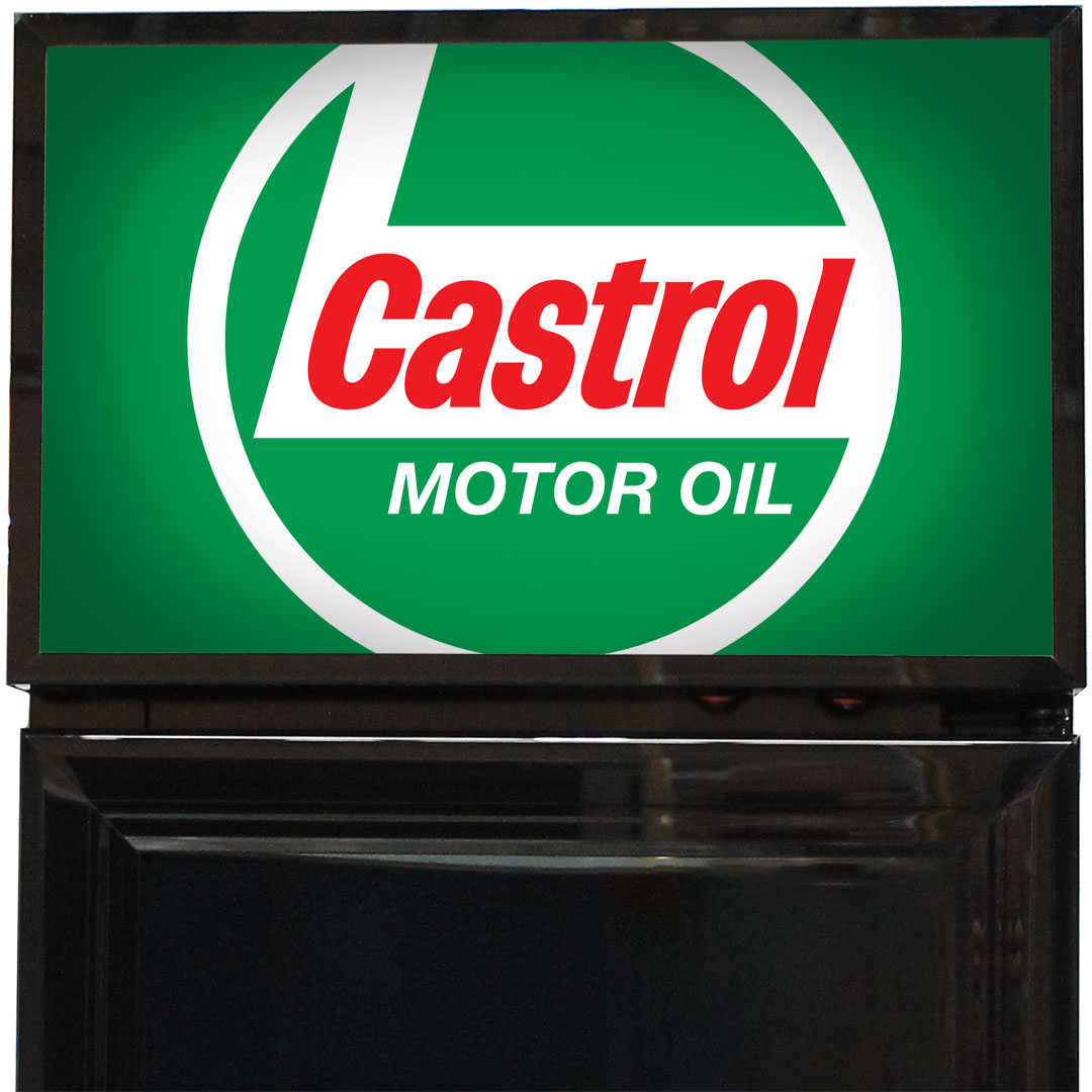 Castrol Fuel Pump Branded Skinny Upright Bar Fridge - SS-P160FA-FP-CASTROL