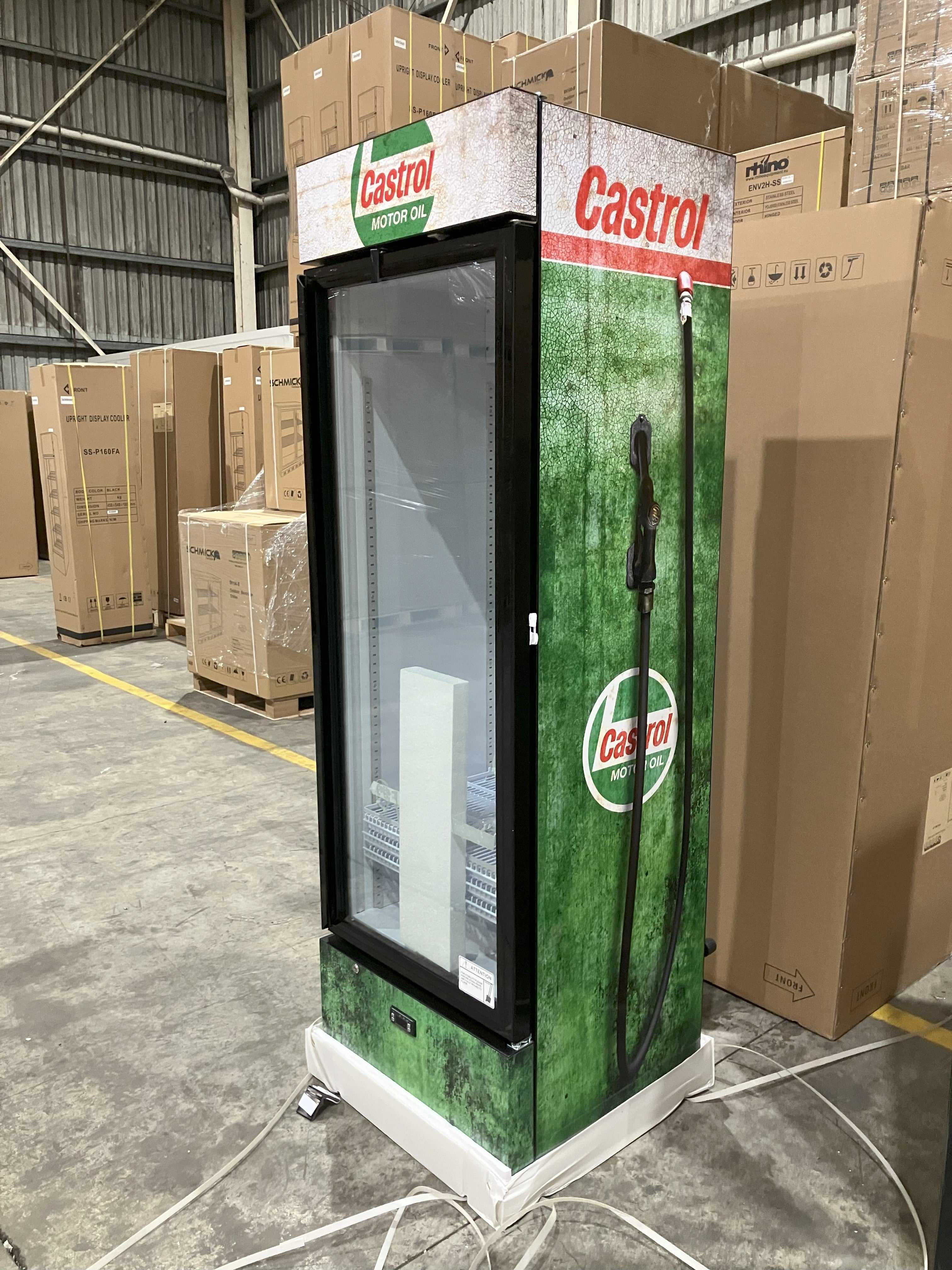 Castrol Fuel Pump Upright Glass Door Bar Fridge - 370 Litres - SC372-CASTROL