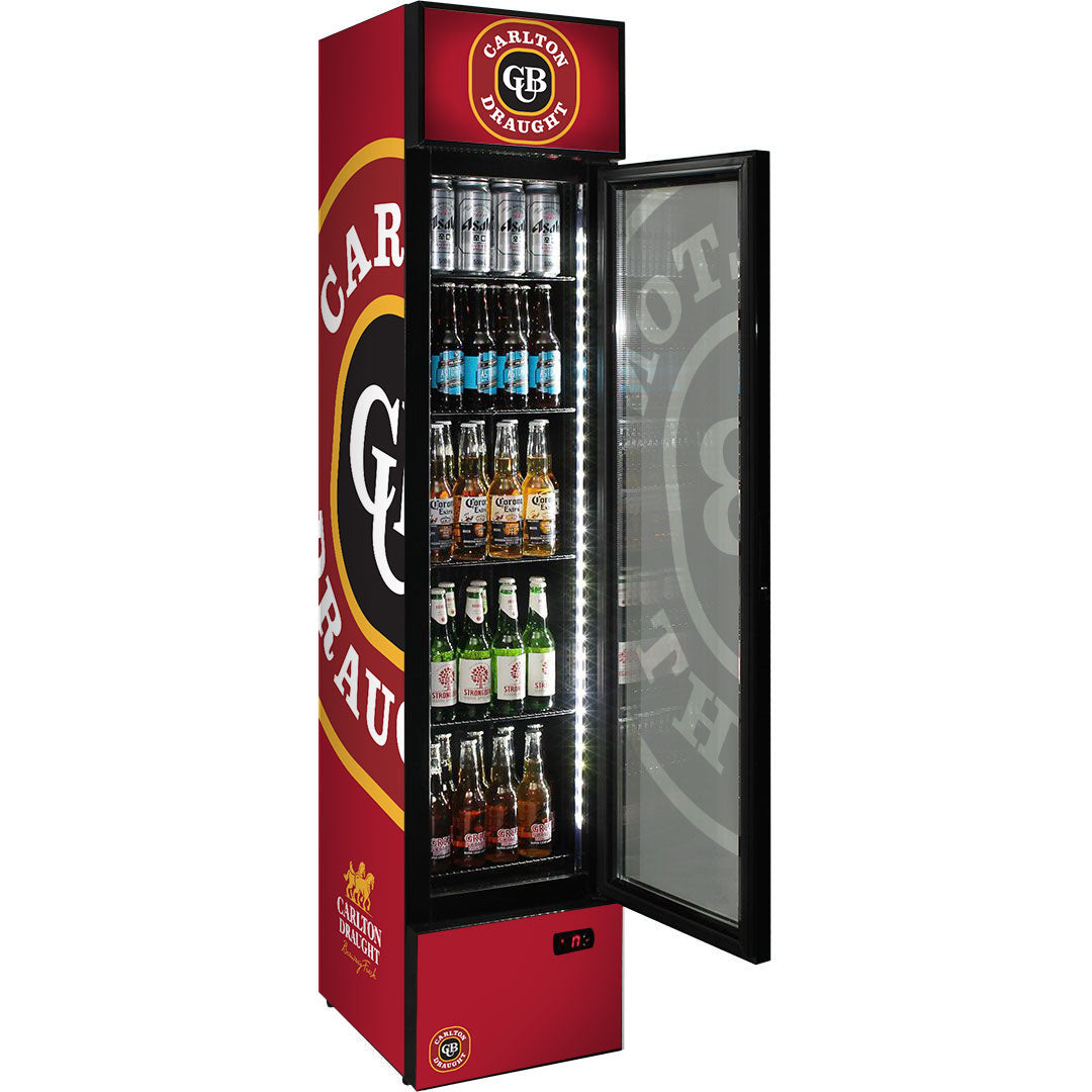 Carlton Draught Branded Skinny Upright Bar Fridge - SS-P160-DRAUGHT