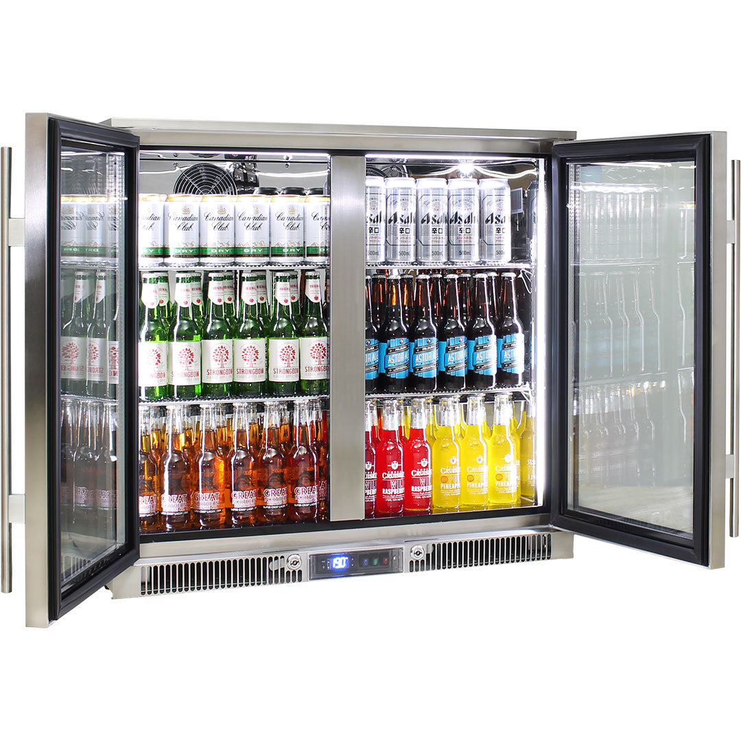 Rhino 248L Outdoor 2-Door Bar Fridge – ENV2H – 316 Marine Grade Stainless – ENV2H-SD