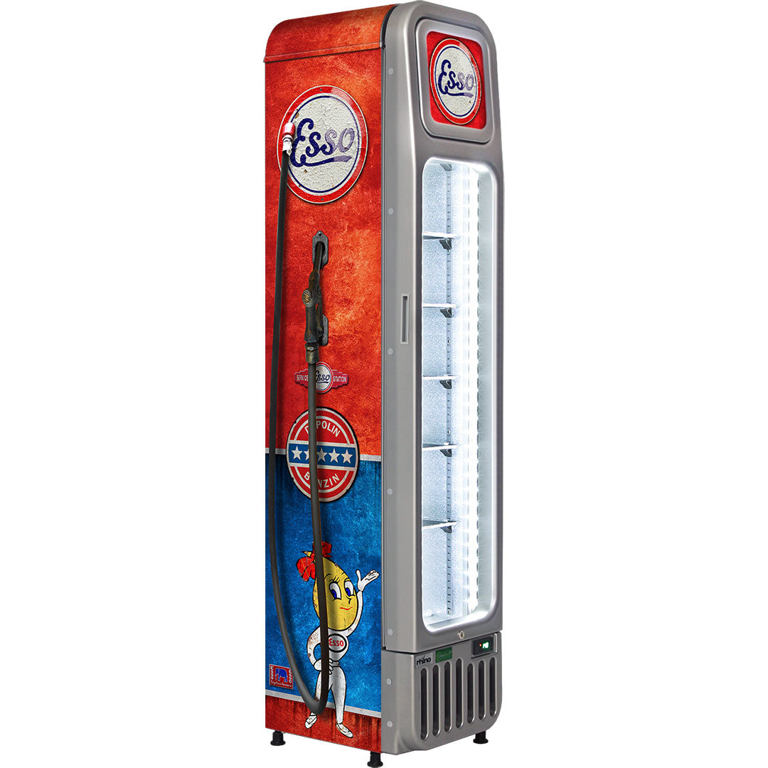 Esso Fuel Pump Skinny Glass Door Upright Cool Retro Bar Fridge - SK135L-FP-ESSO
