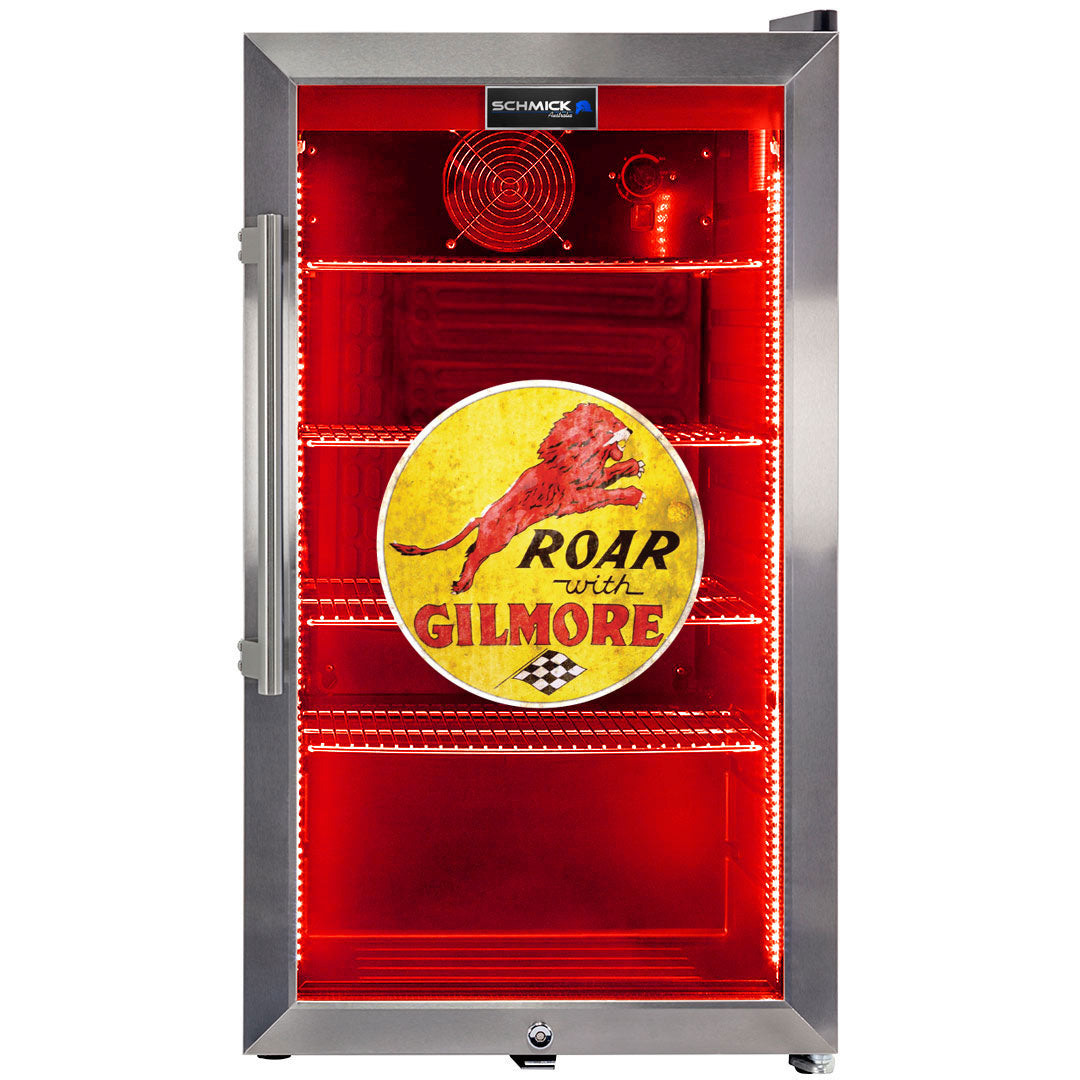 Gilmore Schmick Vintage Fuel Pump Triple Glazed Alfresco Bar Fridge With LED Strip Lights - HUS-SC88-FP-GILMORE