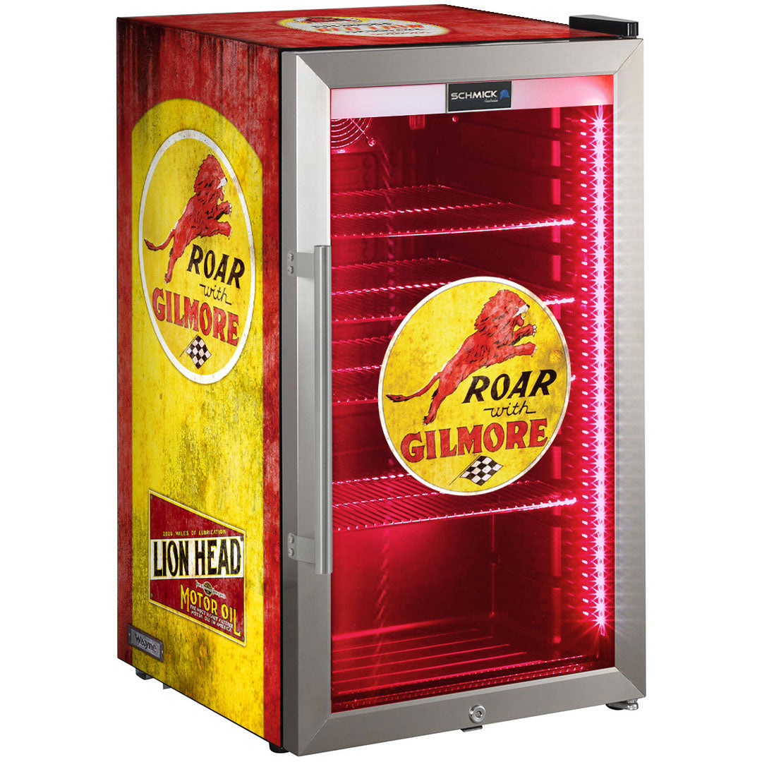 Gilmore Schmick Vintage Fuel Pump Triple Glazed Alfresco Bar Fridge With LED Strip Lights - HUS-SC88-FP-GILMORE