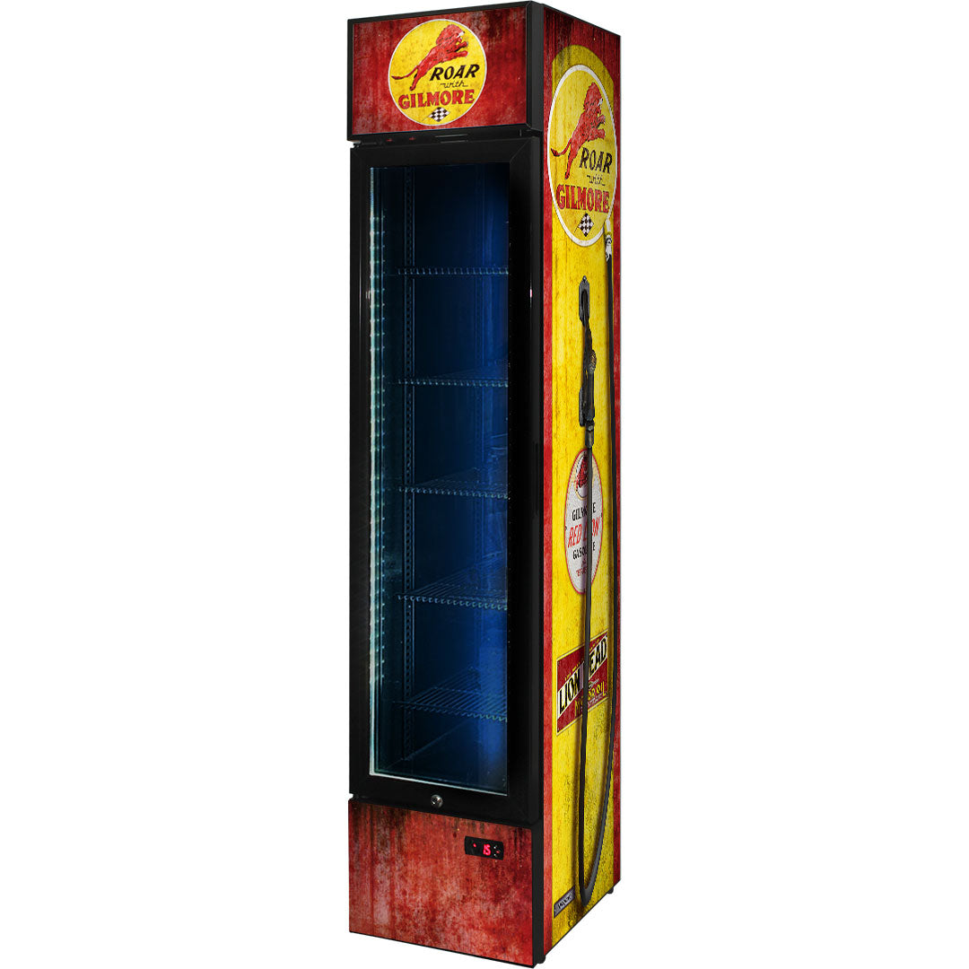 Gilmore Fuel Pump Branded Skinny Upright Bar Fridge - SS-P160FA-FP-GILMORE