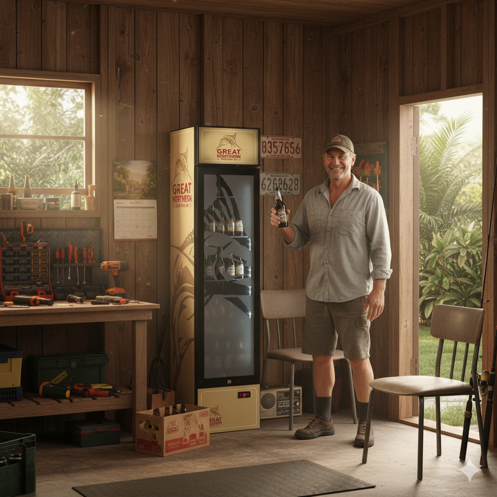 Great Northern Branded Skinny Upright Bar Fridge - SS-P160-GNBC-GOLD