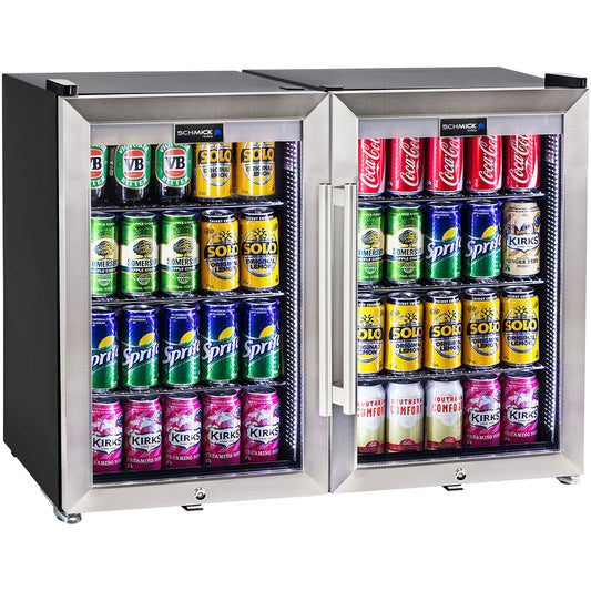 Schmick HUS-SC70-SS-COMBO - Tropical Triple Glazed Outdoor 2 Glass Door Alfresco Bar Fridge 140 Litre