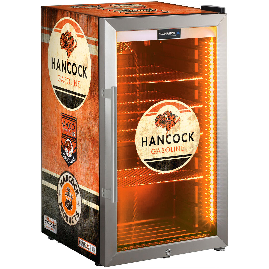 Hancock Schmick Vintage Fuel Pump Triple Glazed Alfresco Bar Fridge With LED Strip Lights - HUS-SC88-FP-HANCOCK
