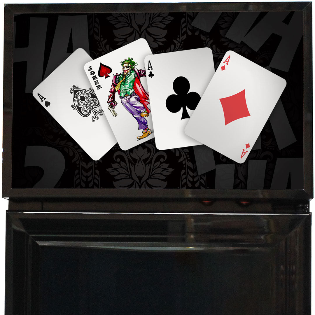 Branded Skinny Upright Bar Fridge With 'Joker' Playing Card Design - SS-P160FA-JOKER