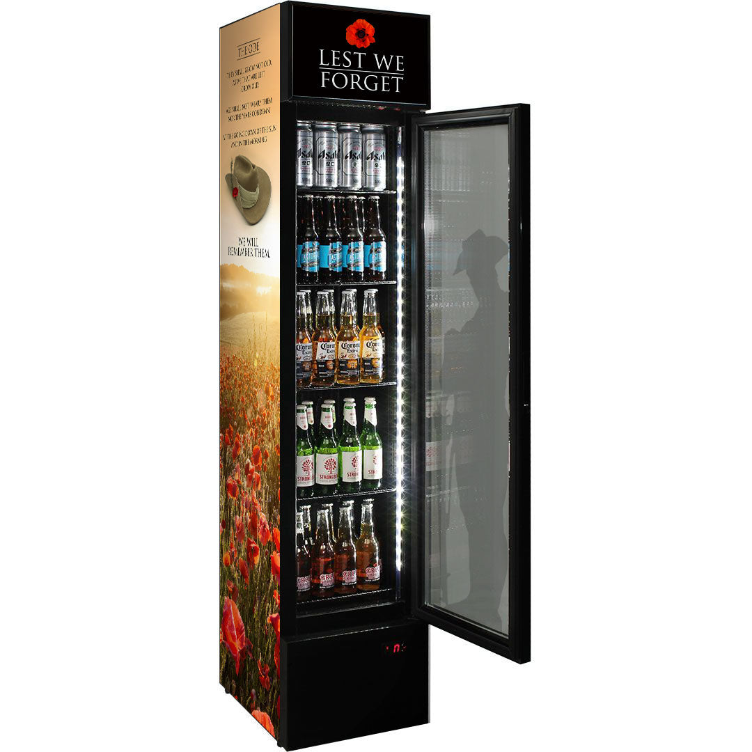 Lest We Forget Upright Bar Fridge – 160 Litres - SS-P160FA-LWF