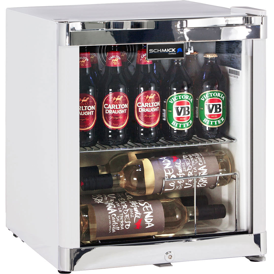 Schmick – HUS-SC50W – Tropical Rated Glass Door Mini Bar Fridge – 50 Litres