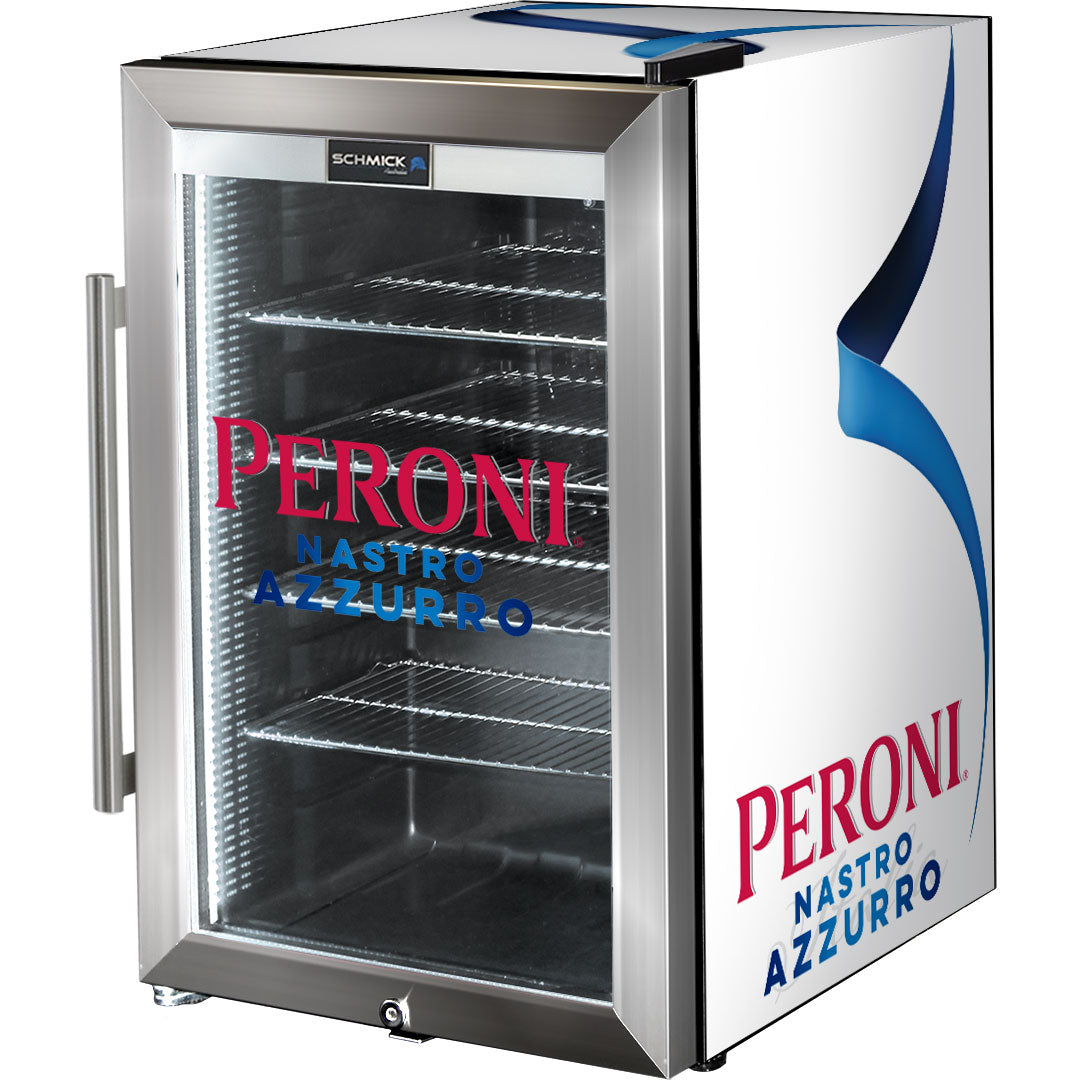 Schmick - SC70-SS-PERONI – Peroni Branded Bar Fridge with LED Strip Lights and Lock – 70 Litres