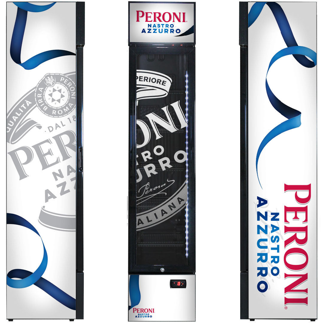 Peroni Branded Skinny Upright Bar Fridge – Model SS-P160-PERONI-V2 – 160 Litres