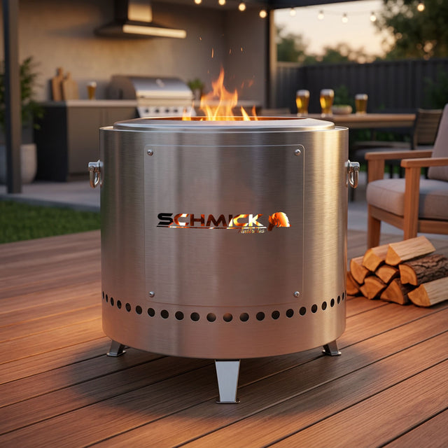 Schmick Stainless Steel Dual Skinned Fire Pit Less Smoke Design - Model SK-PIT49