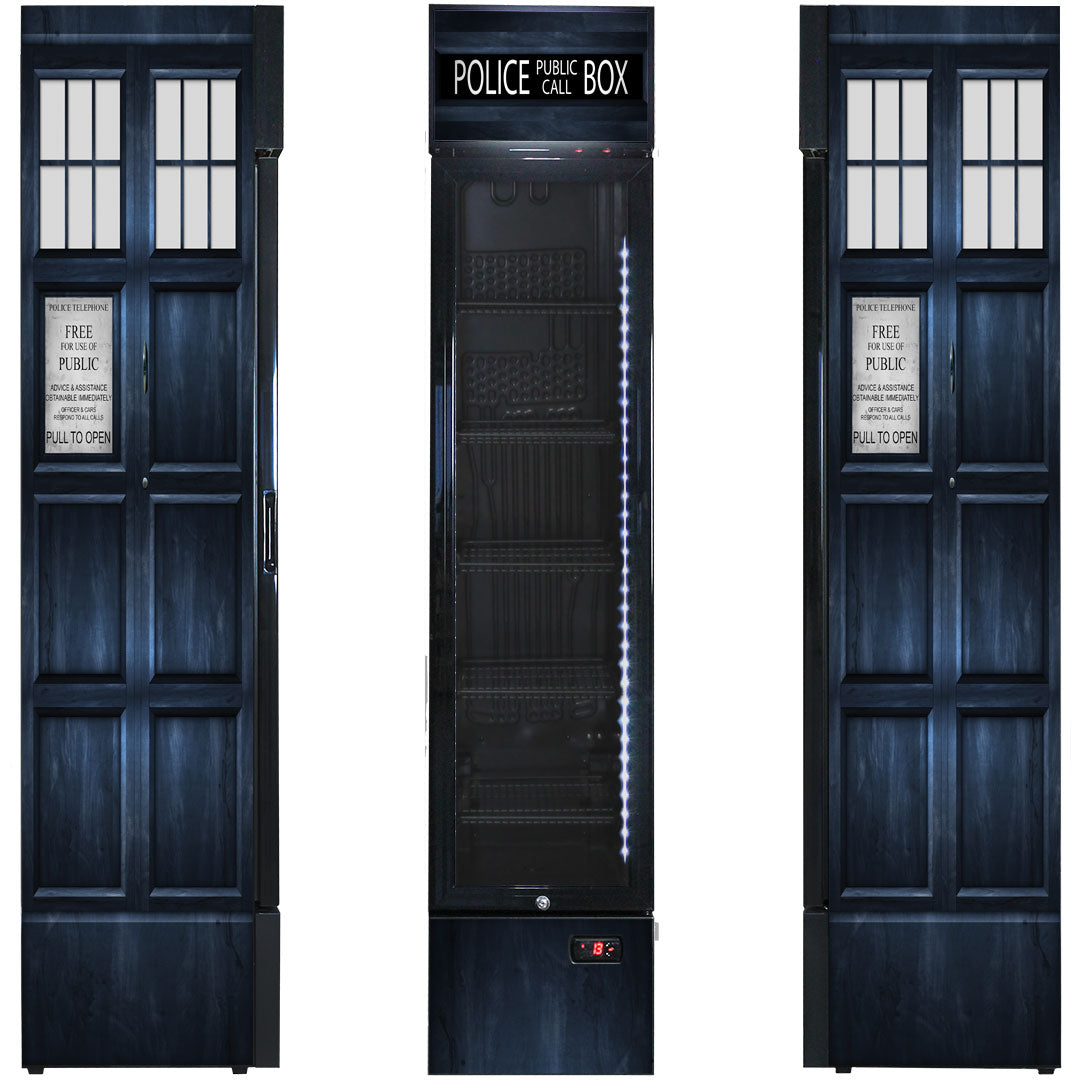 Police Box Skinny Upright Bar Fridge - SS-P160FA-PB
