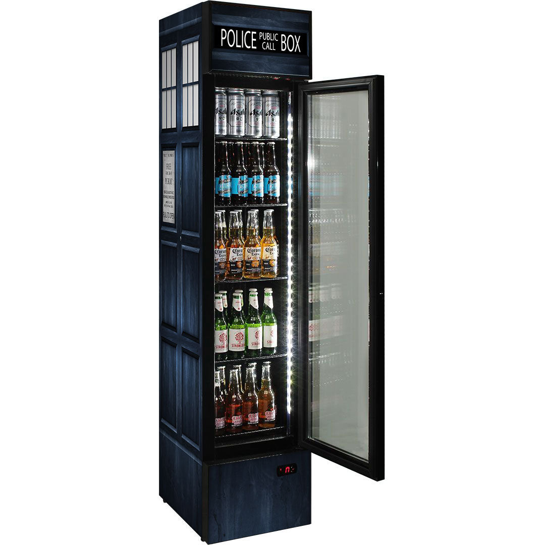 Police Box Skinny Upright Bar Fridge - SS-P160FA-PB