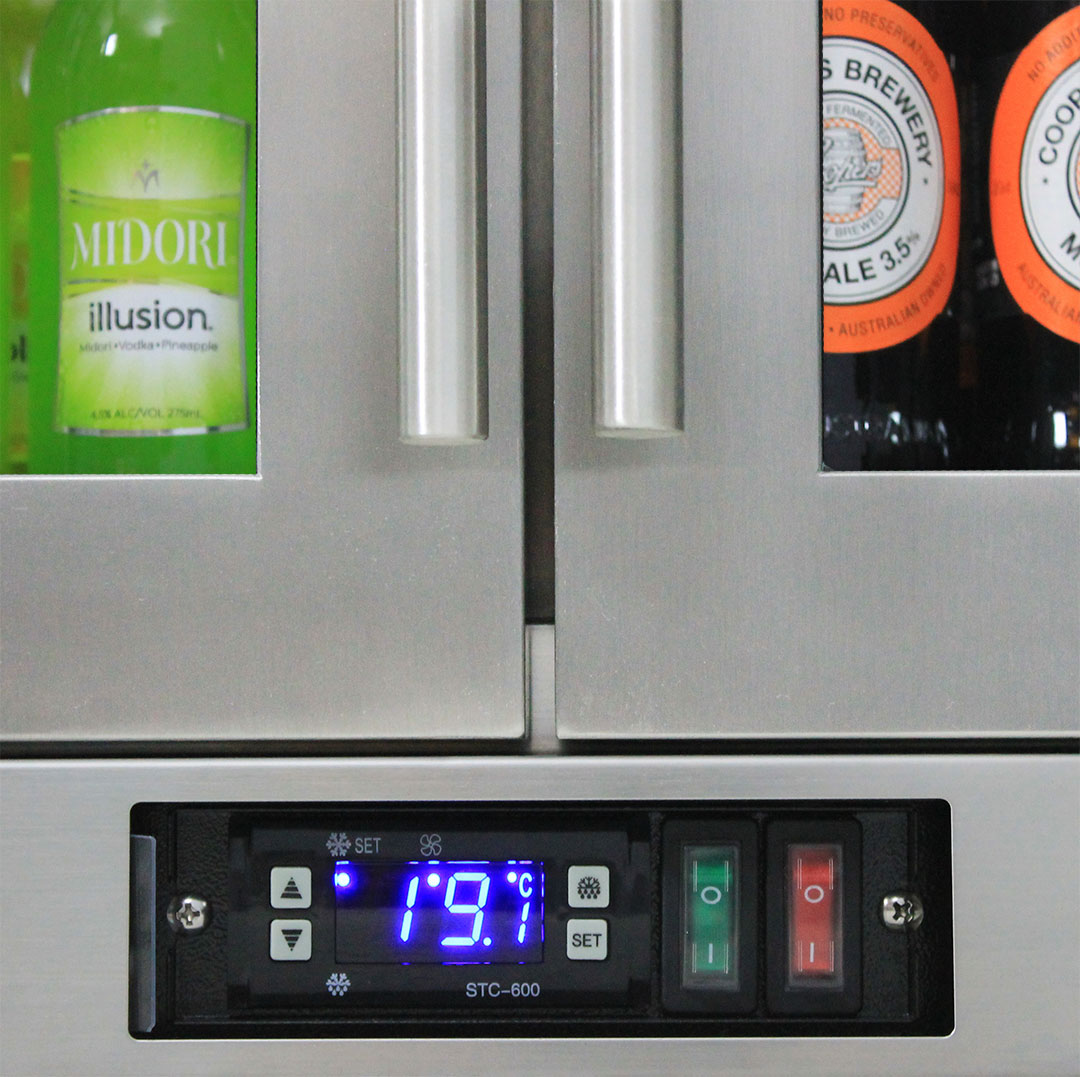 Rhino 208L Stainless Steel 2 Door Heated Glass Bar Fridge - King's Choice Winner - SG2H-HD