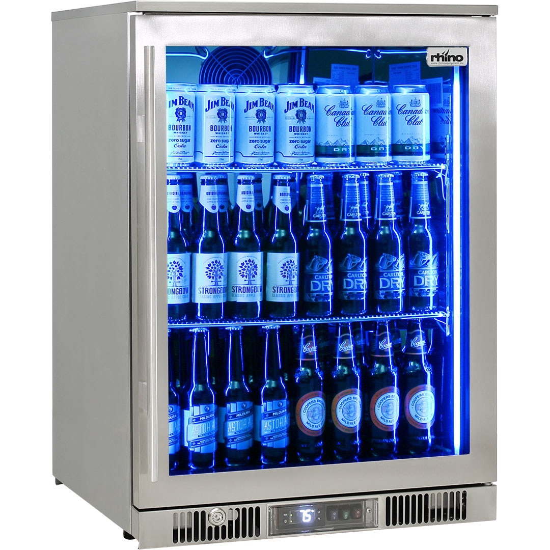 Rhino ENV1R-SS - Best Outdoor Bar Fridge - Marine Grade 316 Stainless Steel - Right Hinge - 148 Litres - King’s Choice Winner