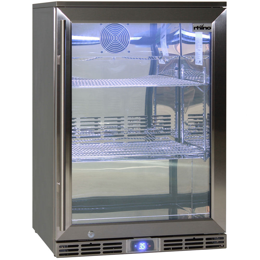 Rhino GSP1H-840-SS – 129L Stainless Steel Glass Door Bar Fridge - Right Hinge