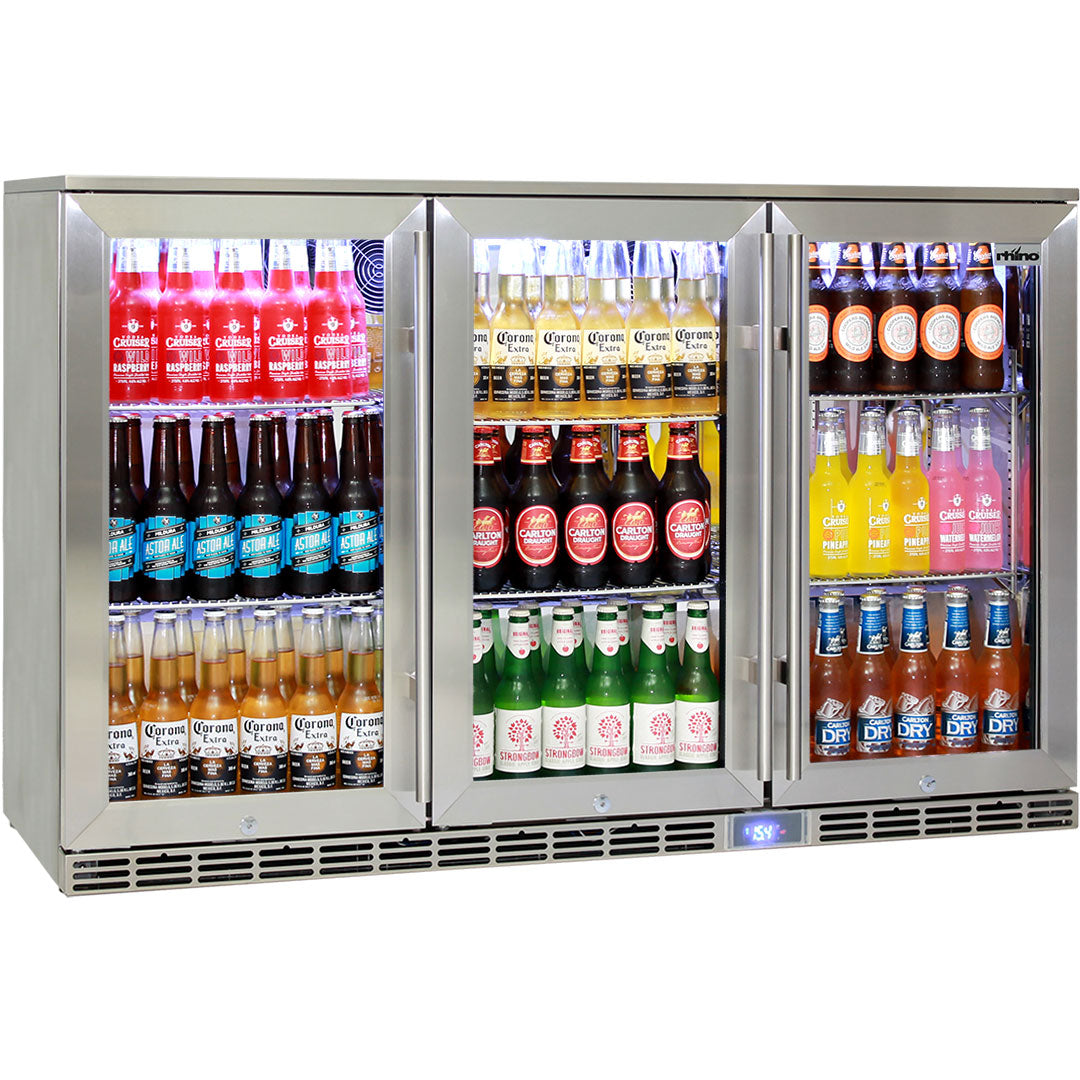 Rhino GSP3H-SS – 330L 3 Door Stainless Steel Bar Fridge – 8 Star Rating